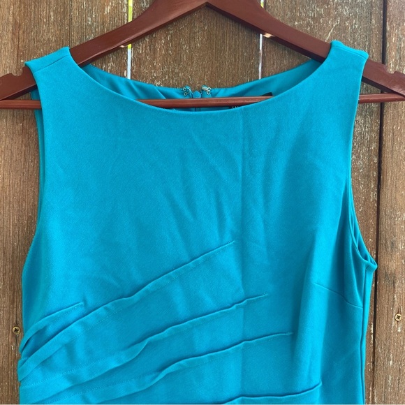 CACHE CONTOUR Women’s Blue Teal Sheath Pencil Dress Sleeveless Mini Size 8 - Picture 2 of 11